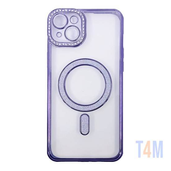 Funda Magnética con Lente de Cámara para Apple iPhone 15 Plus Púrpura